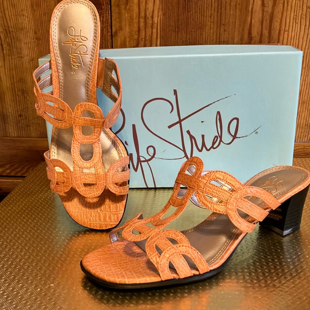Life Stride Burnt Orange Open Toed Sandals